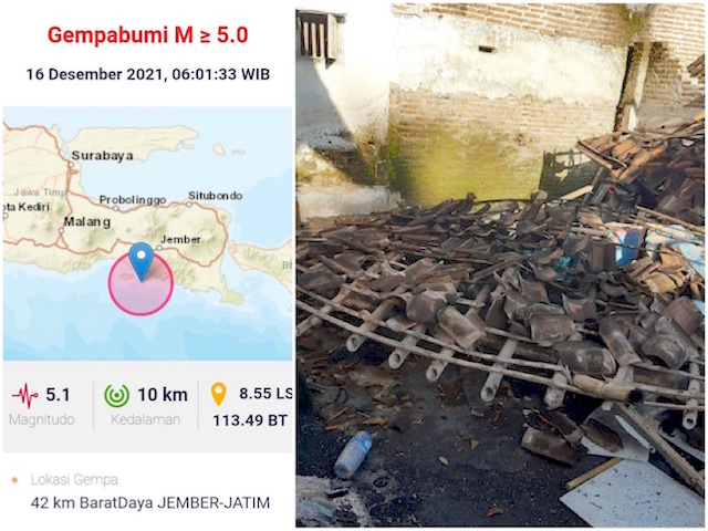 Gempa M 5,01 Guncang Hebat 11 Desa dan 5 Kecamatan di Jember Selatan